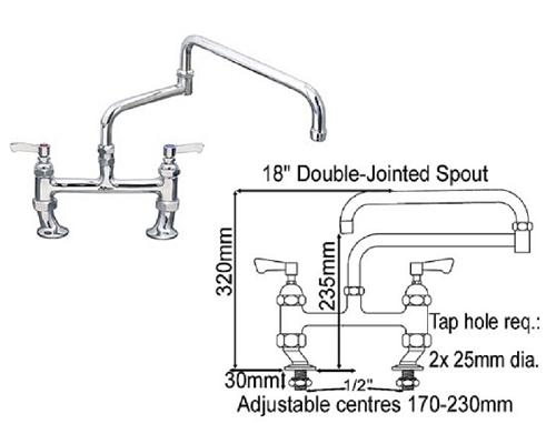 Mechline AquaJet 450mm double jointed TWIN feed AJ-B-3DJ18L