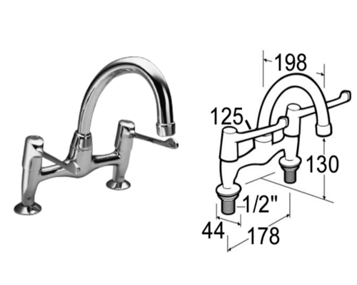 Mechline Performa 1/2-inch Mixer with 6-inch Levers and Swivel spout - 2523QTELCP