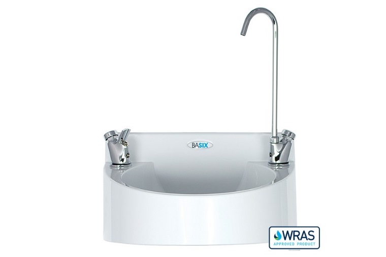 Mechline Basix WS1 basin with water bottle filler & bubbler tap - White
